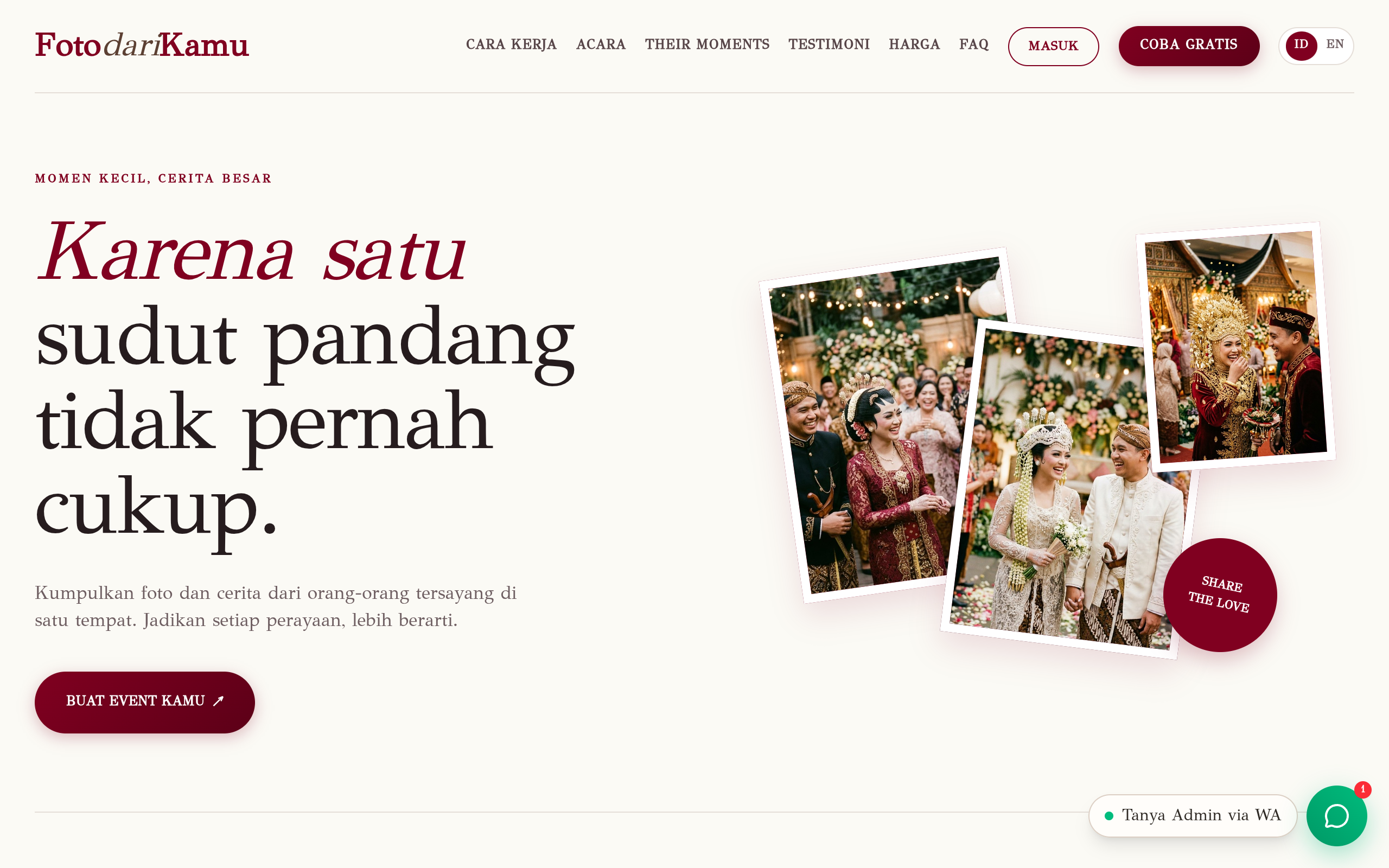 fotodarikamu — Kamera Sekali Pakai Digital Pernikahan & Acara